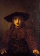 REMBRANDT Harmenszoon van Rijn The Girl in a Picture Frame, Spain oil painting artist